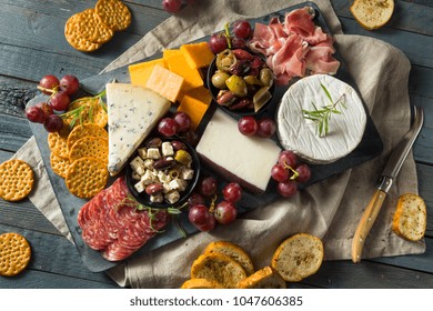 Gourmet Fancy Charcuterie Board With Meat Cheese And Grapes