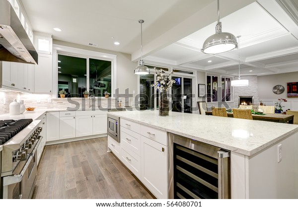 Gourmet Kitchen Features White Shaker Cabinets Stock Photo Edit