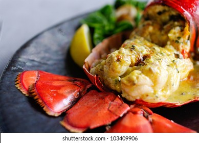 Gourmet lobster dinner at the restaurant