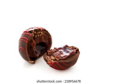 Gourmet Raspberry Rendezvous Truffle On A White Background.