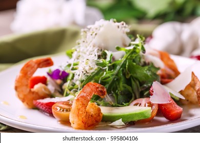 Gourmet Salad With Shrimp, Macro