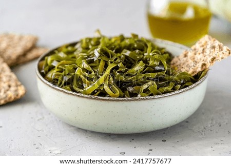 Gourmet Seaweed Salad with Seed Crackers, close up shoot