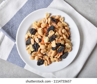 Gourmet Tropical Trail Mix From An Overhead View