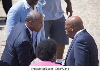 Governor Deval Patrick Meets Congressman John Lewis At 50th Anniversary Of The March On Washington And Martin Luther King's I Have A Dream Speech, August 24, 2013, Lincoln Memorial, Washington, D.C. 