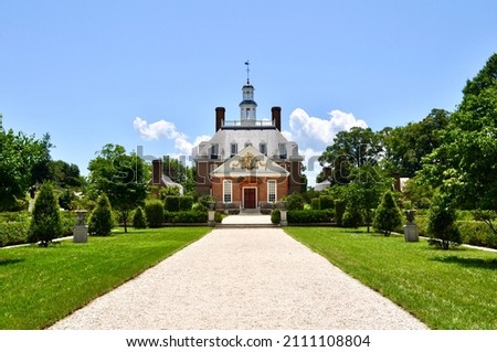 Governor's Palace from the rear, viewed in the gardens - Williamsburg, Virginia