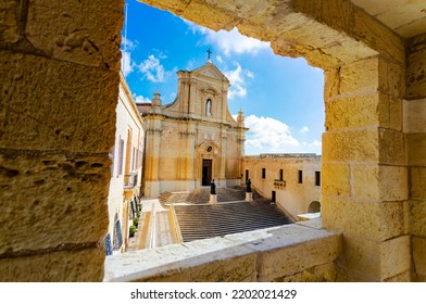 The Gozo Cathedral From The Fortified Walls Of Cittadella.