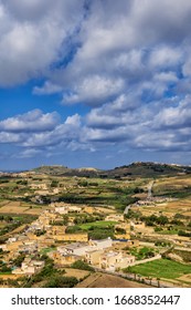 Gozo Island Countryside Landscape In Malta, Aerial View.