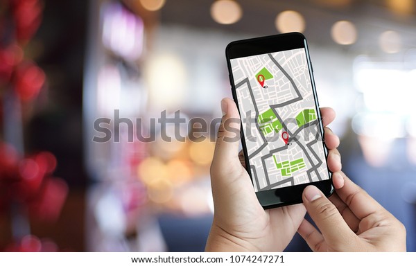 GPS Map to Route Destination
network connection Location Street Map with GPS Icons 
Navigation