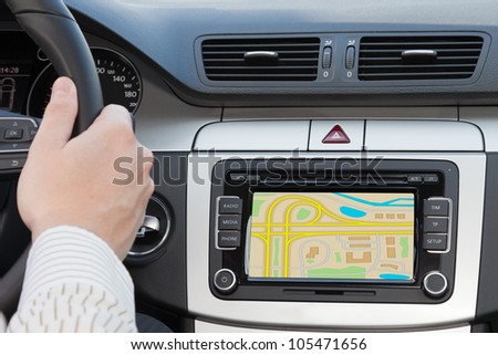 GPS navigation in interior of modern car