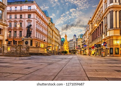 Graben, a famous Vienna street with the Plague Column and famous fountains