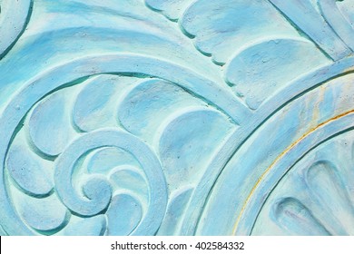 Graceful Art Deco Frieze In Light Blue, South Beach, Florida