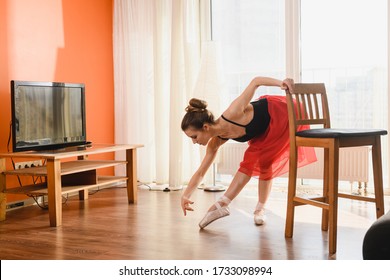 Graceful Ballet Dancer Exercise At Home Isolation