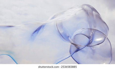 Graceful bubbles float gracefully in the air, capturing light and forming mesmerizing shapes that reflect a tranquil, dreamlike quality in a soft, muted background.
