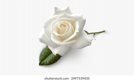 Graceful Single White Rose Isolated on a Clean Background Highlighting Its Timeless Beauty and Delicate Elegance - Powered by Shutterstock