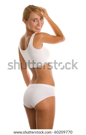 Download Graceful Woman Wearing Lingerie Back View Stock Photo ...