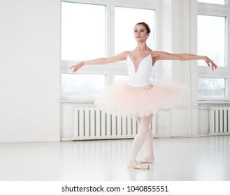 Gracefull Ballerina In A Dance Studio.