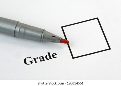 Grade Box On An Exam Paper, With Pen.36 Mp Image