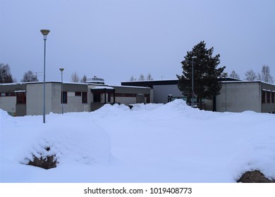 Grade School Building In Snowy Season - Kongsvinger, Norway