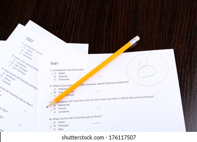 Grade Written On An Exam Paper, Close-up