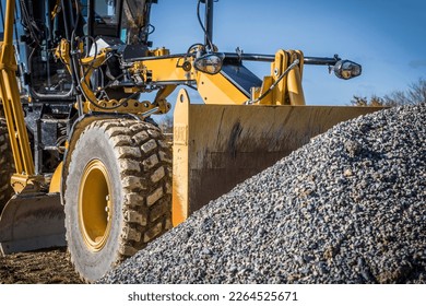 Grader in a construction site