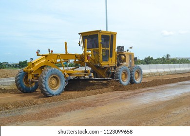Grader Road Construction Grader industrial machine on construction of new roads.