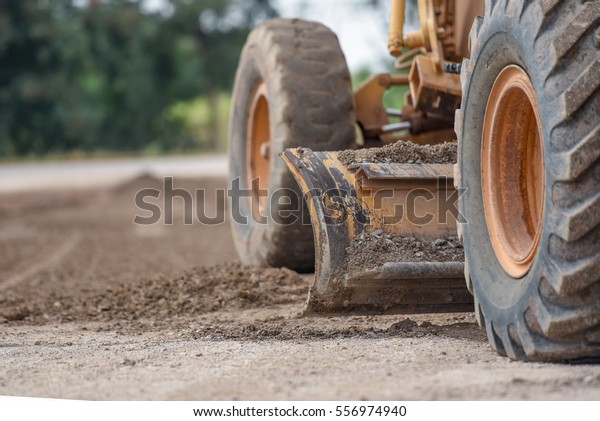 Grader Working On Gravel Leveling Stock Photo Edit Now 556974940