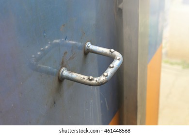 Gradient effect on shiny u shape stainless step with anti-slip node or knob for servicing the old train in Thailand.