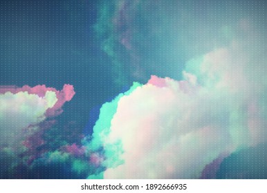 Gradient Halftone Abstract Background. Sky And Clouds Vivid Colors