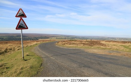 Gradient Road Sign In The Yorkshire Countryside