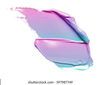 Gradient smear paint cream in trendy color white background  Texture gradient cream smear isolated white background