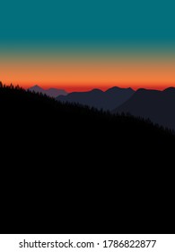 Gradient sunset in the mountains