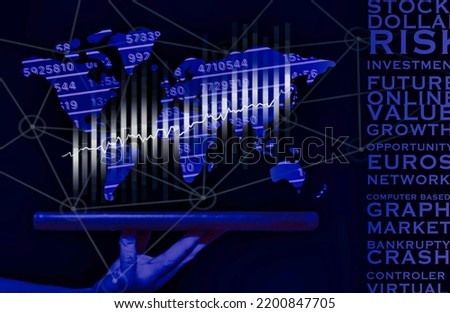 a gradual climbing chart of stocks shown on a platter on dark background