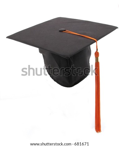 A graduate's cap and tassel isolated on a white background