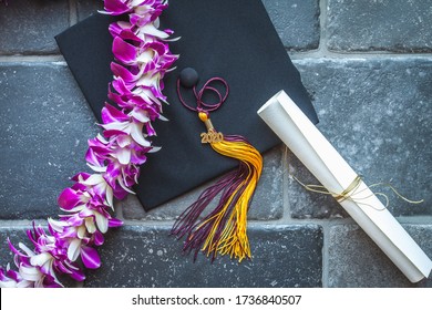 Graduation 2020 Lei, Diploma And Mortarboard