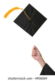 A Graduation Cap After Being Thrown Into The Air