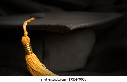 Graduation Cap Close Up On Black