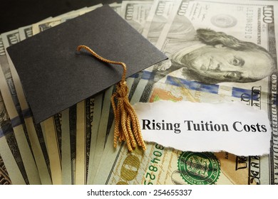 Graduation Cap On Cash With Rising Tuition Costs Newspaper Headline