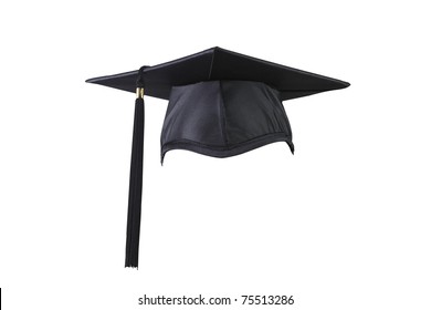 Graduation Cap On The White Background With Clipping Path