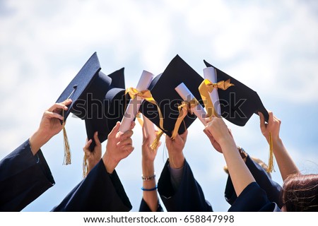 Graduation Caps Thrown in the Air       
