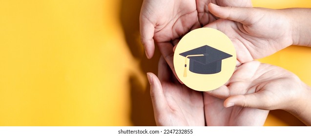 Graduation concept. Learning educate, study knowledge to creative thinking idea and problem solving solution, learning online education course degree certificate.