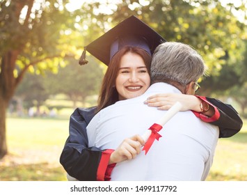 Graduation Day Father Proud Hugging Concept