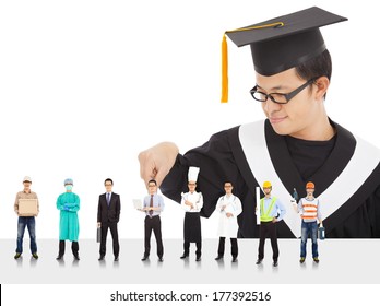 Graduation male student have different  careers to choose. 