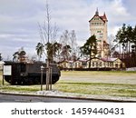 Grafenwoehr Training Area (Tower Barracks) in Grafenwöhr, Germany. Home of 7th Army Joint Multinational Training Command (JMTC) and US Army Garrison (USAG) Bavaria. Historic Water tower survived WWII.