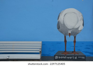 Graffiti beach bird wall painting - Powered by Shutterstock