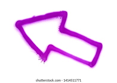 Graffiti diagonal arrow sprayed on white isolated background