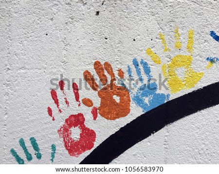 Graffiti Hands and Fingers Shape on Wall