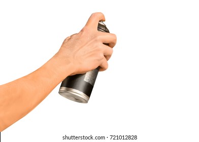 Graffiti Spray Can In Hand Isolated On White Background