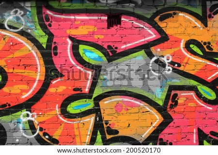Graffiti, walls are painted colors, background, street culture