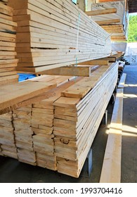 Grafton, Massachusetts USA June 17th 2021: Lumber Going Unsold As Prices Remain Sky High Due To Inflation And Pandemic Supply Problems.