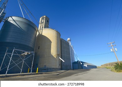 Grain Elevator And Road in Central Washington